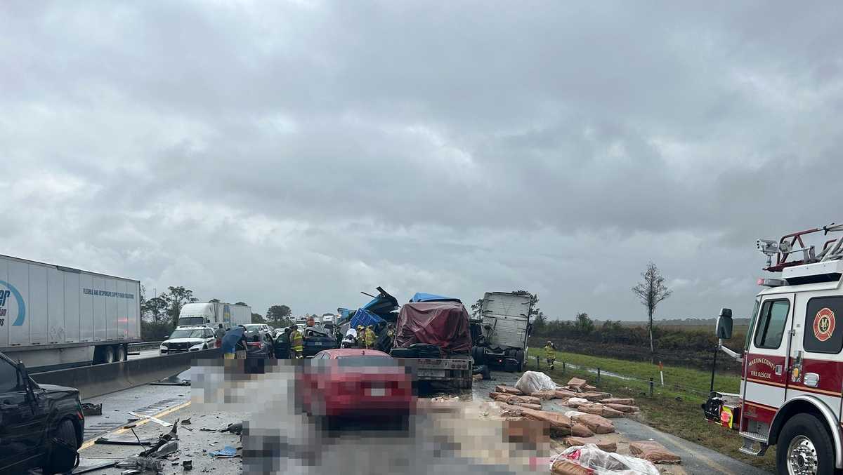 Turnpike shutdown in Martin County after major accident involving tractor-trailers and multiple cars