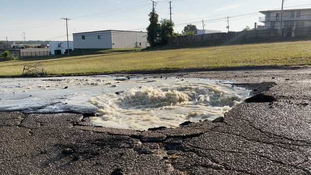 Street crumbles as water spews from line break - Vimarsana News