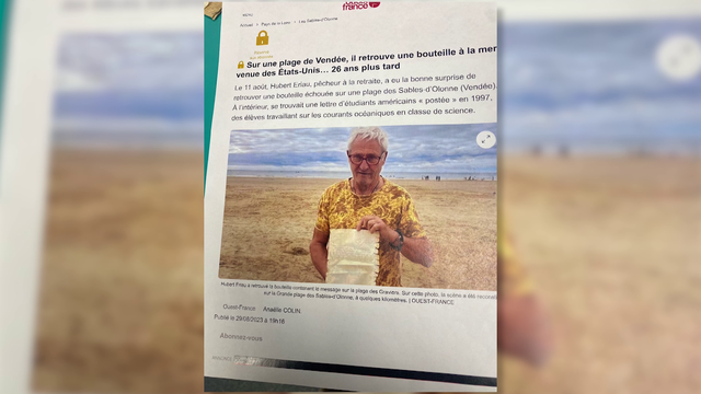 Sandwich, Massachusetts 5th-grader's message in a bottle found in France 26 years later - Vimarsana News