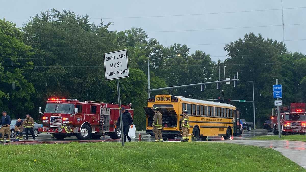 Fort Smith school bus catches fire in Fayetteville