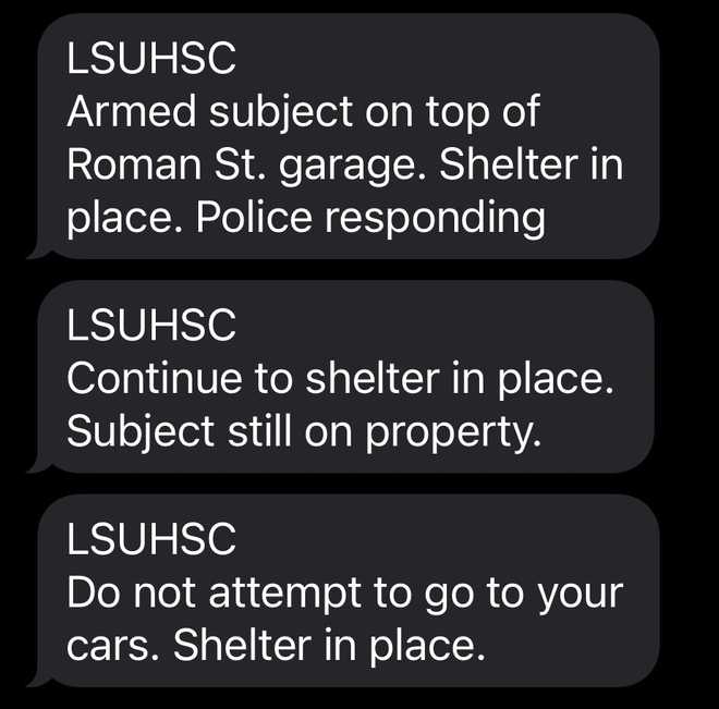 Armed person reported on top of LSU HSC parking garage, NOPD on scene