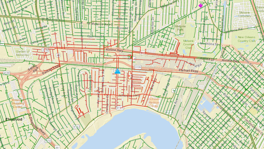 Louisiana Entergy power outages Metairie