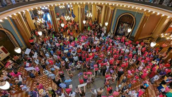 abortion protesters at iowa capitol july 11, 2023