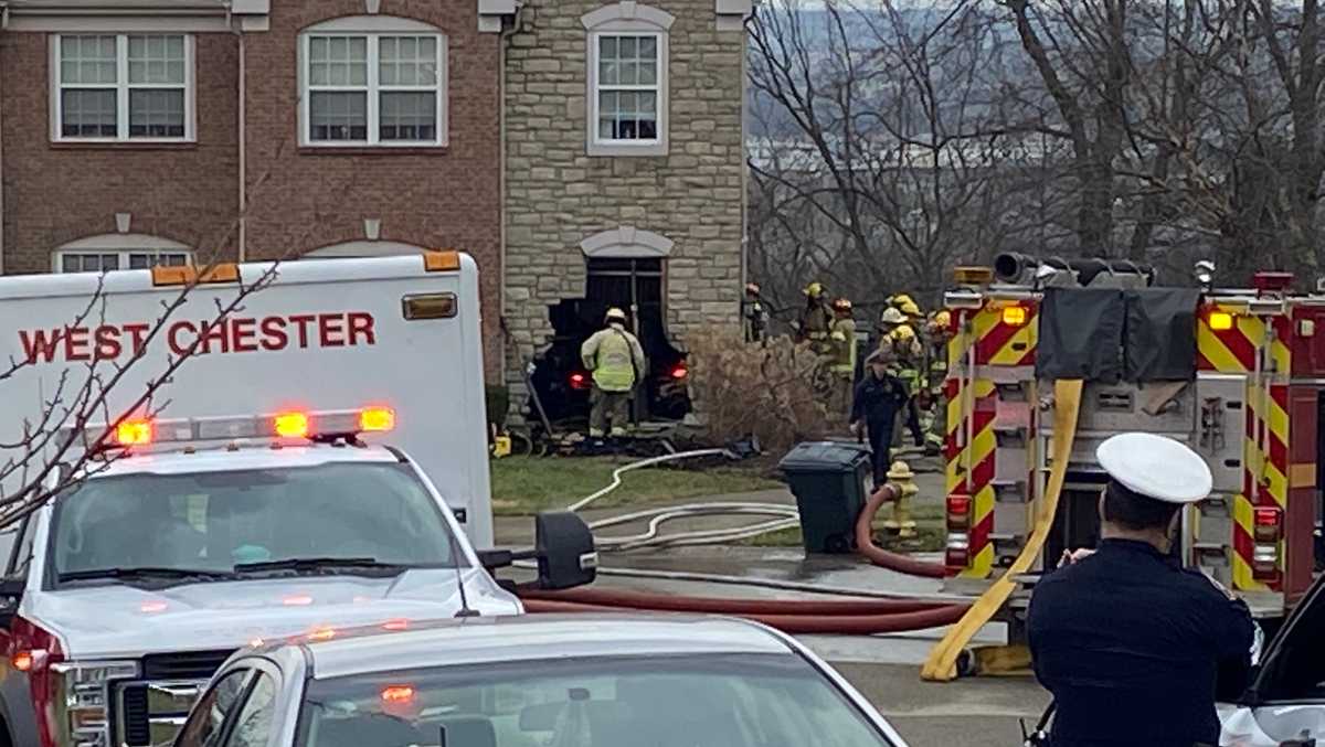 1 taken to hospital after vehicle strikes home in West Chester