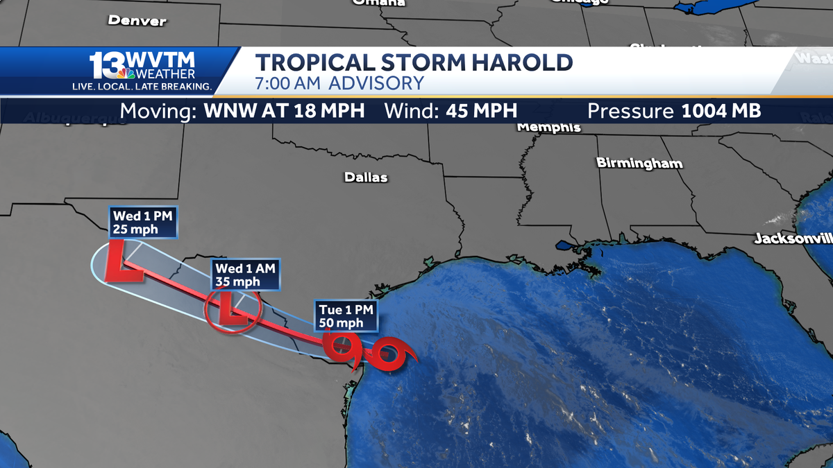 Forecast update Tropical Storm Harold