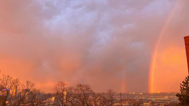 Did you see it? Incredible sunrise, double rainbow dazzles Cincinnati sky 