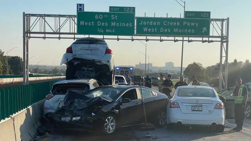 Interstate 80 traffic near Des Moines slowed by 9-vehicle crash