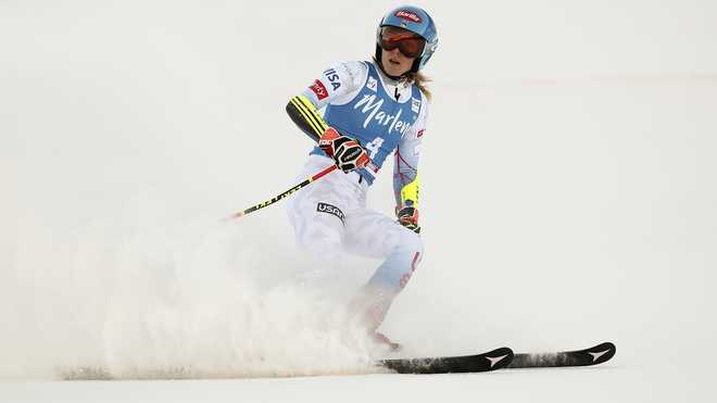 United&#x20;States&#x27;&#x20;Mikaela&#x20;Shiffrin&#x20;checks&#x20;her&#x20;time&#x20;at&#x20;the&#x20;finish&#x20;area&#x20;of&#x20;an&#x20;alpine&#x20;ski,&#x20;women&#x27;s&#x20;World&#x20;Cup&#x20;giant&#x20;slalom,&#x20;in&#x20;Kronplatz,&#x20;Italy,&#x20;Jan.&#x20;25,&#x20;2022.