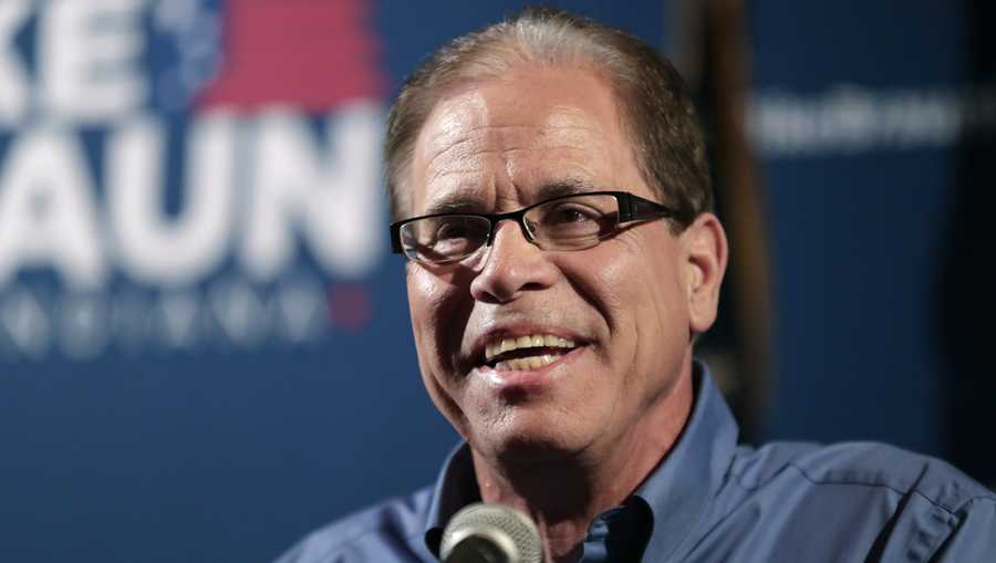 In this May 8, 2018 file photo Republican Senate candidate Mike Braun thanks supporters after winning the republican primary in Whitestown, Ind.  Braun rails against foreign outsourcing on the campaign trail, even as his own company continues to sell its trademarked brand of auto accessories, many of which are made in China. Braun frequently criticizes his opponent, vulnerable red-state Democratic Sen. Joe Donnelly, for once owning stock in a family business his brother runs that operates a factory in Mexico. However, the Republican nominee's own parts brand, Promaxx Automotive, sells products that were similarly manufactured abroad, according to a review by The Associated Press.