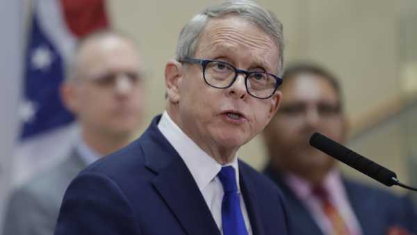 FILE - In this Feb. 27, 2020, file photo Ohio Gov. Mike DeWine gives an update at MetroHealth Medical Center in Cleveland on the state's preparedness and education efforts to limit the potential spread of coronavirus.
