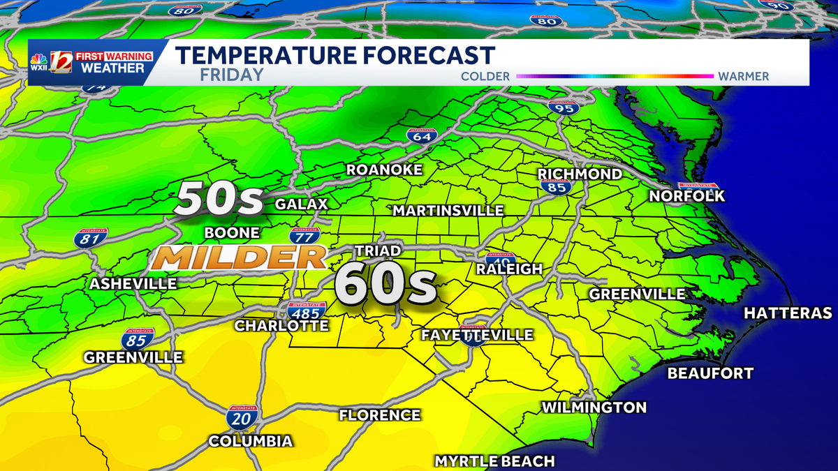 Springing into warmer highs by the weekend | North Carolina warming trend soon