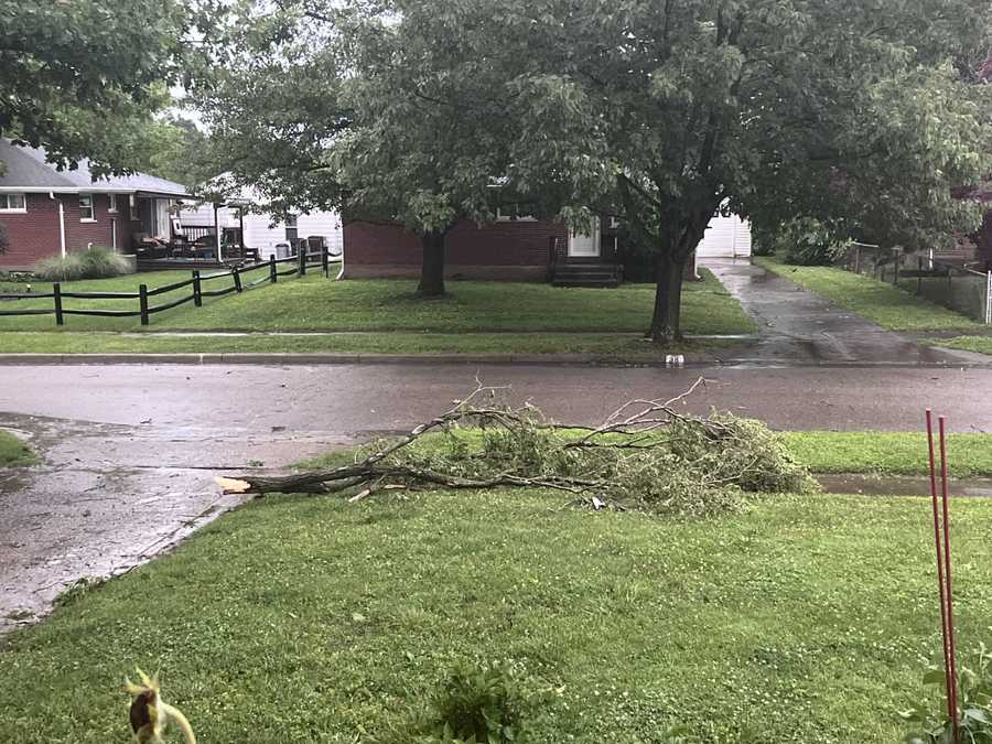 Severe storm damage in Milford, Ohio.