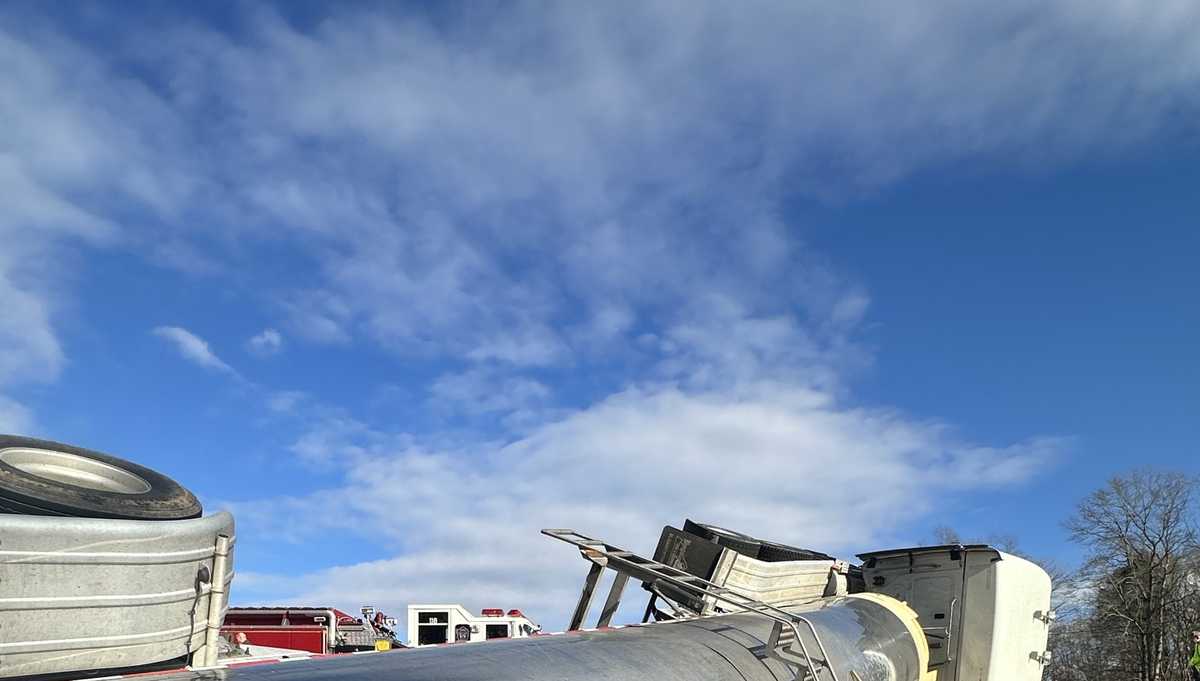 Tanker carrying raw milk overturns in Forsyth County
