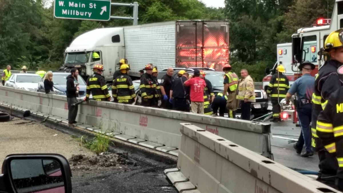 Crash Involving Multiple Vehicles Trucks Shuts Down Mass Highway