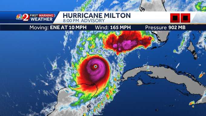 Hurricane Milton remains Category 5 storm; models push slightly south – again