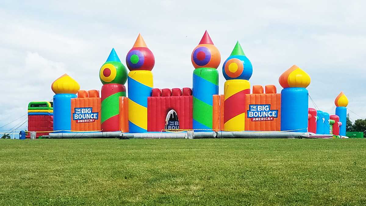'World's biggest bounce house' opens after rain delay