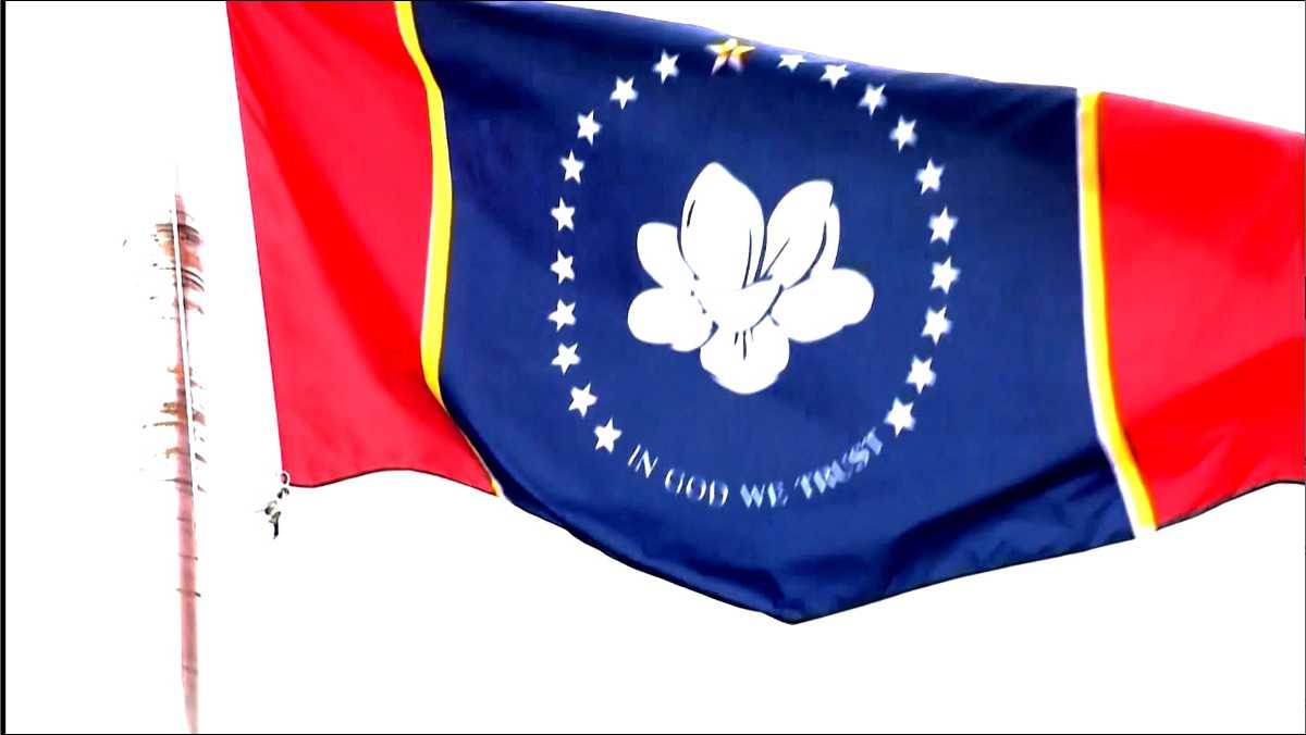 New Mississippi flag flies above State Capitol