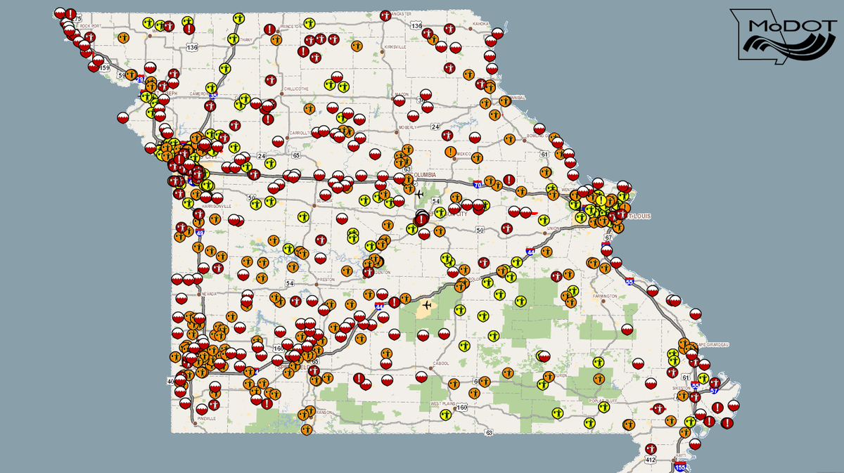 Expect difficult holiday travel across Missouri with roads closed