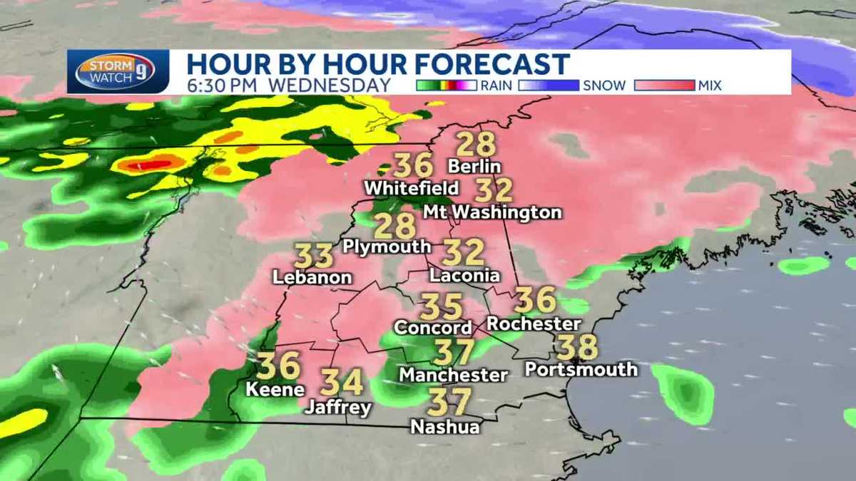 New Hampshire weather Wintry mix up north