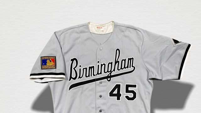 Sold at Auction: Michael Jordan autographed Birmingham Barons jersey.