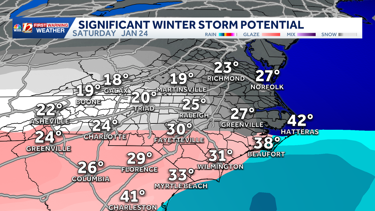 Winter Storm Watch in effect in Southeast and North Carolina