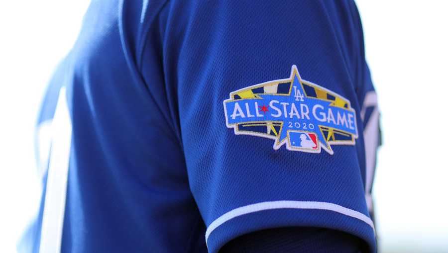 Detail view of an All-Star Game patch on the jersey of the Los Angeles Dodgers during a game against the Chicago White Sox on Monday, February 24, 2020 at Camelback Ranch in Glendale, Arizona.