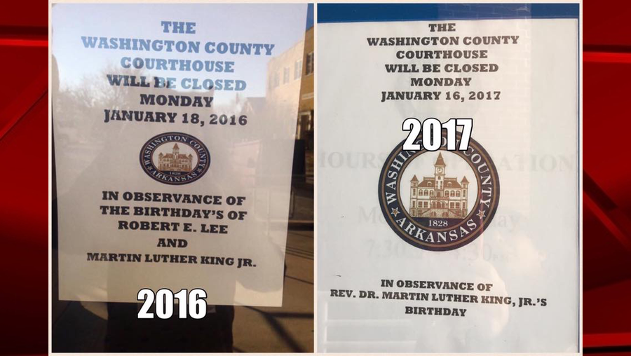 Sign on the door of the Washington County Courthouse