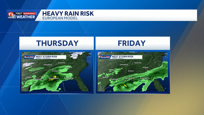 Rain moving in tonight. Another storm threat Thursday-Friday.