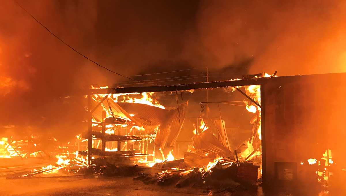 Buildings Destroyed In Large Fire At Modesto Lumber Yard