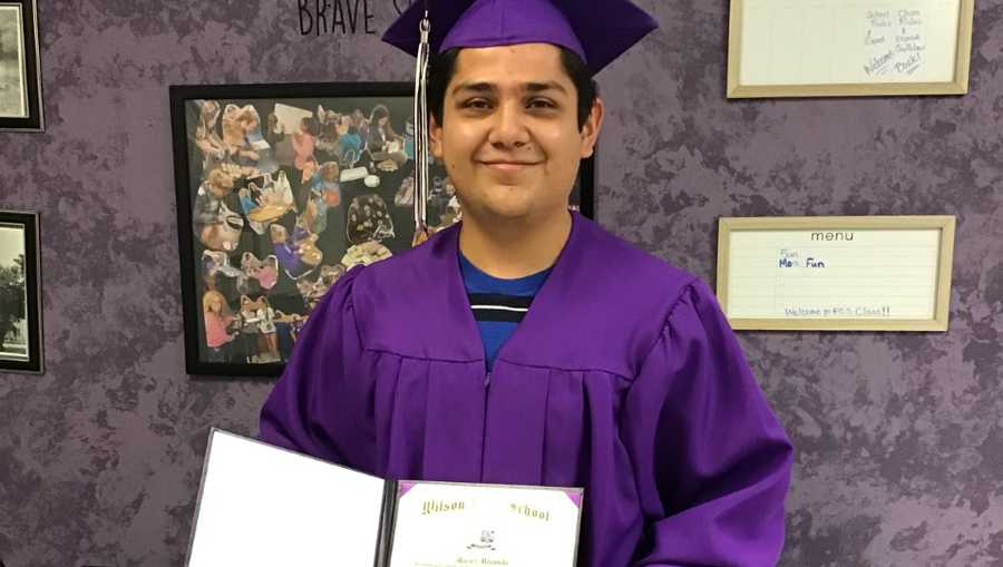 Moises Miranda earned his high school diploma eight years after dropping out of school.