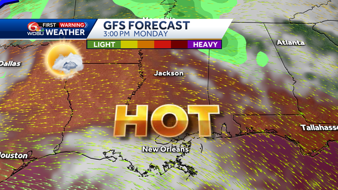 New Orleans weather forecast how hot heat index humidity rain