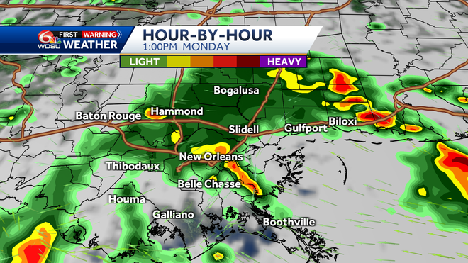 New Orleans weather forecast high temp chance of rain Fathers Day