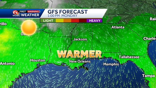 Weather features for Monday