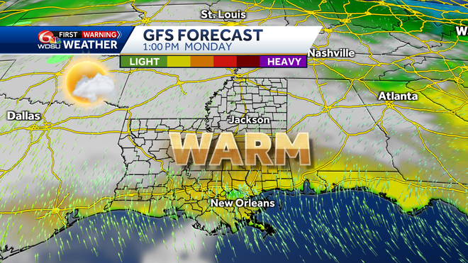 New Orleans weather forecast high temp low temp rain chances