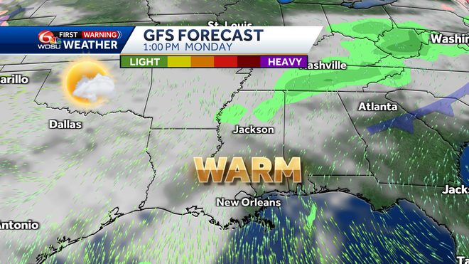 New Orleans weather forecast fog low temp high temp rain chances