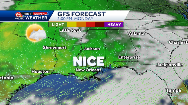 Weather features for Monday