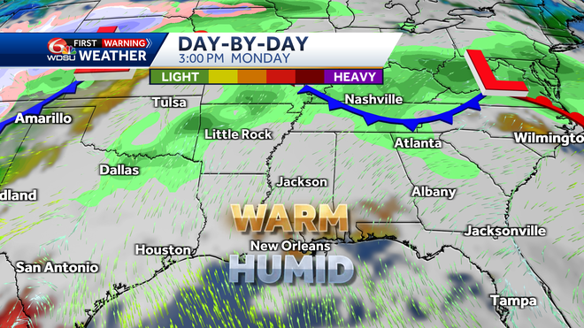 New Orleans Easter forecast weather high low temp rain chances