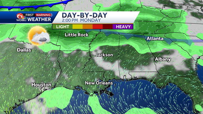 New Orleans weather forecast rain chances timing of storms