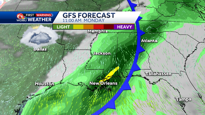 Weather features on Monday