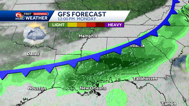New Orleans weather forecast how cold morning high temp when rain