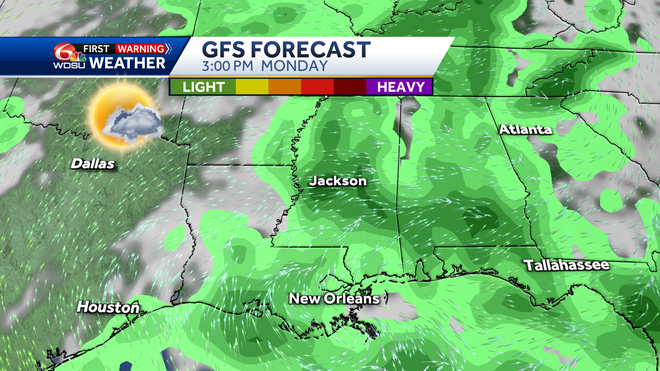 New Orleans weather forecast Friday high temp rain chance heat