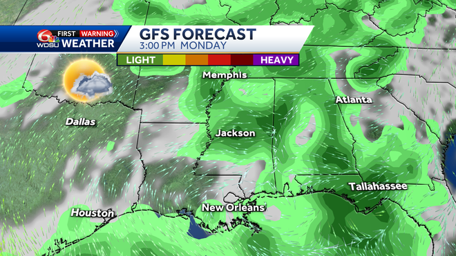 New Orleans weather weekend forecast high temp rain chances index