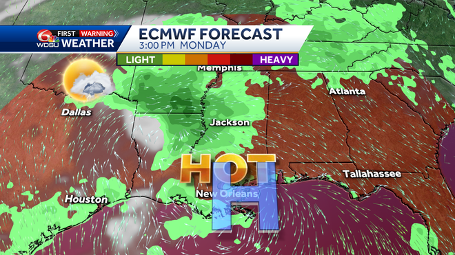 New Orleans weather forecast extreme heat warning high temp storm