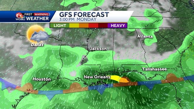 New Orleans weather Labor Day Weekend forecast rain chances temps