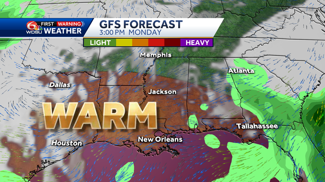New Orleans weather forecast high temp rain chances Gabrielle