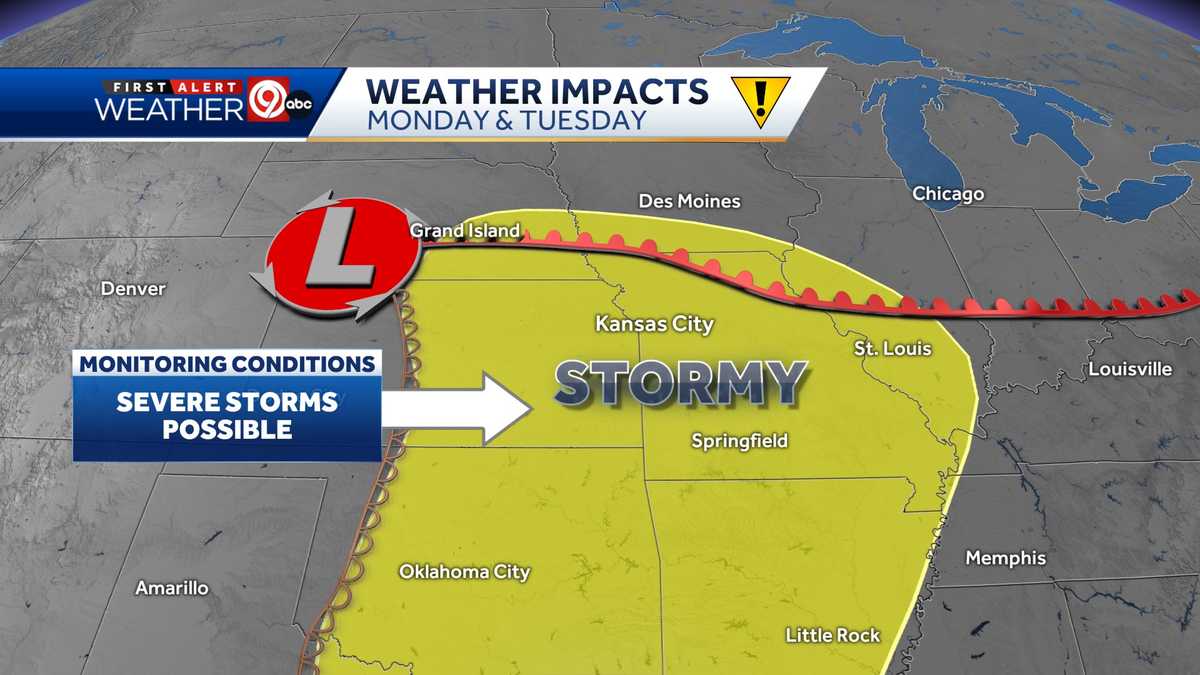 Kansas City may see severe thunderstorms on Monday, Tuesday