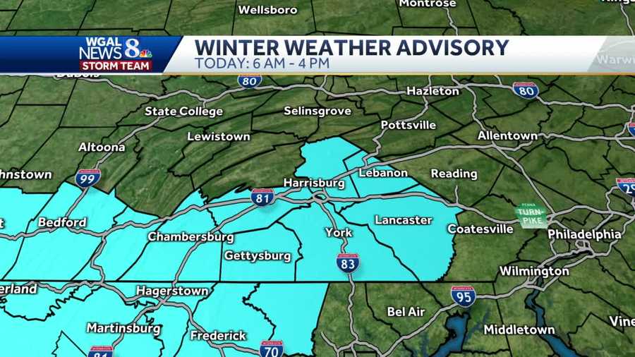 A winter weather advisory is in effect for much of the Susquehanna Valley today.