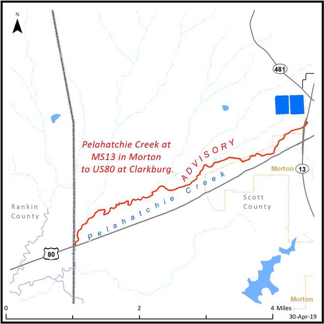 Water contact advisory issued for Pelahatchie Creek near Morton