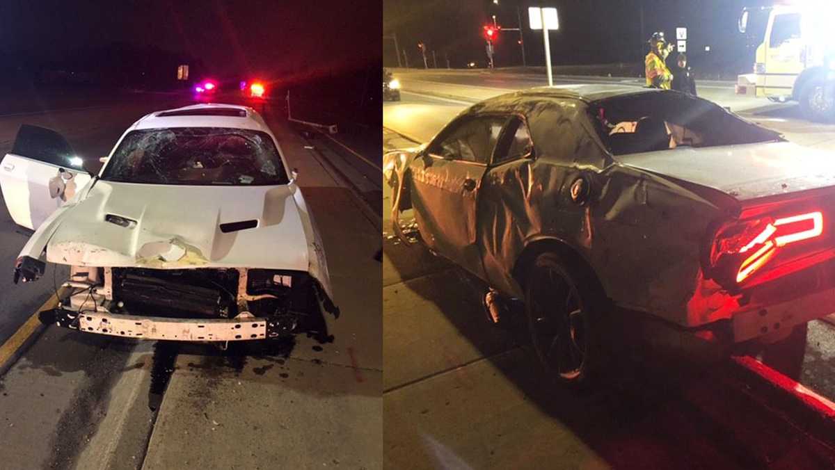 Challenger 'traveling over 100 MPH' hits car crash scene on I-696