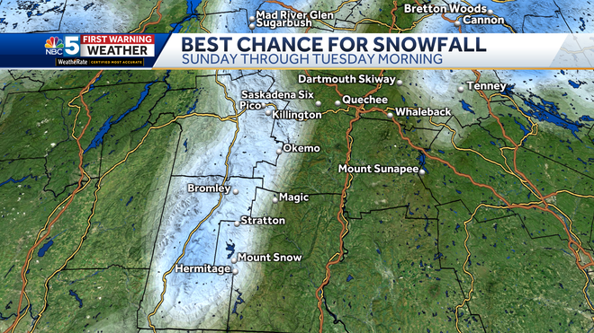 Snow is likely on the mountains